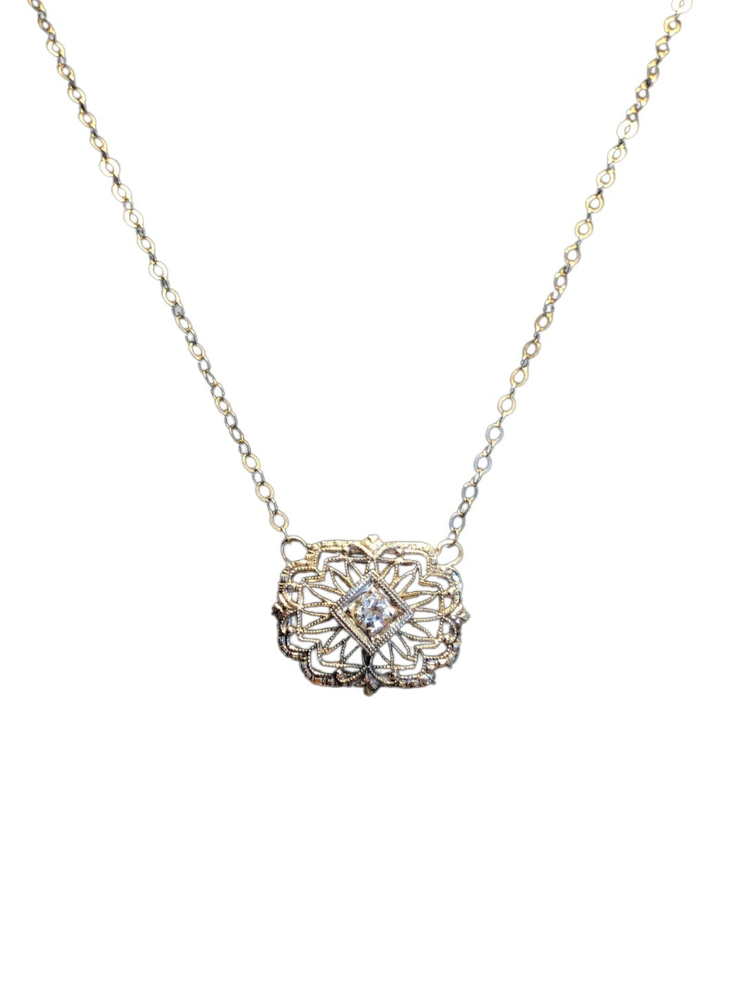 Antique Art Deco White Gold and Diamond Necklace