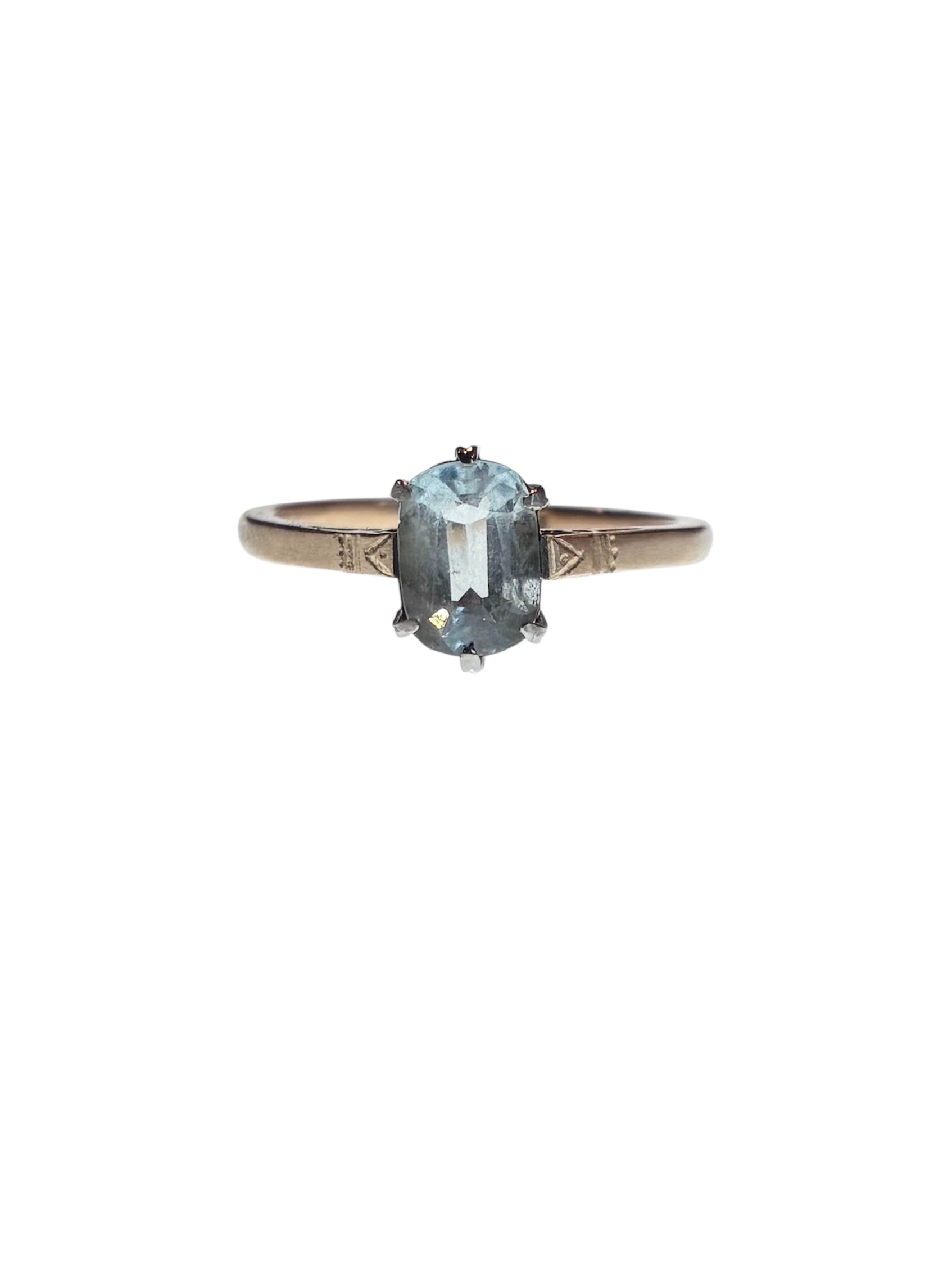 Art Deco Aquamarine Cushion Ring