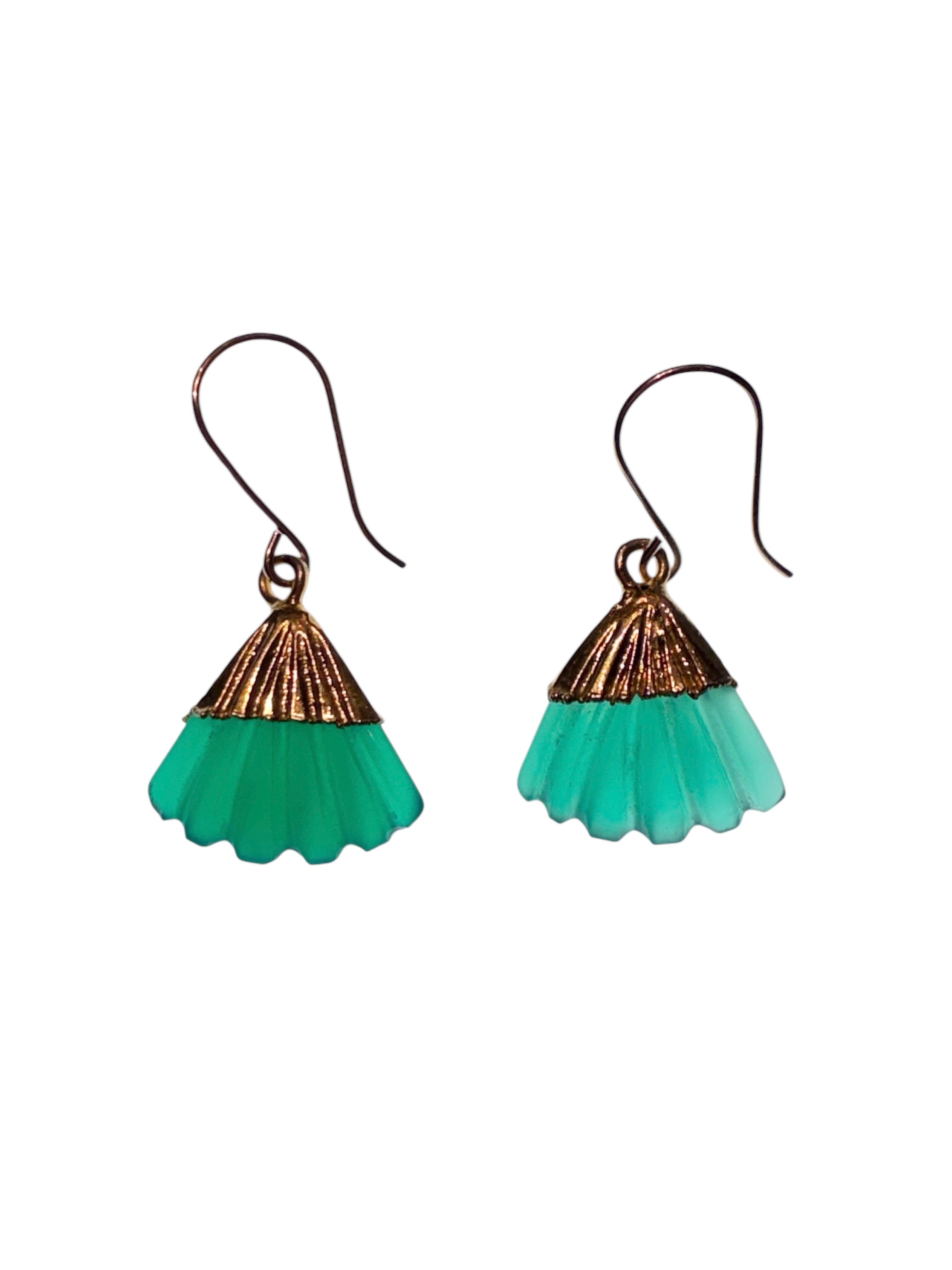 Green Onyx Fan Earrings