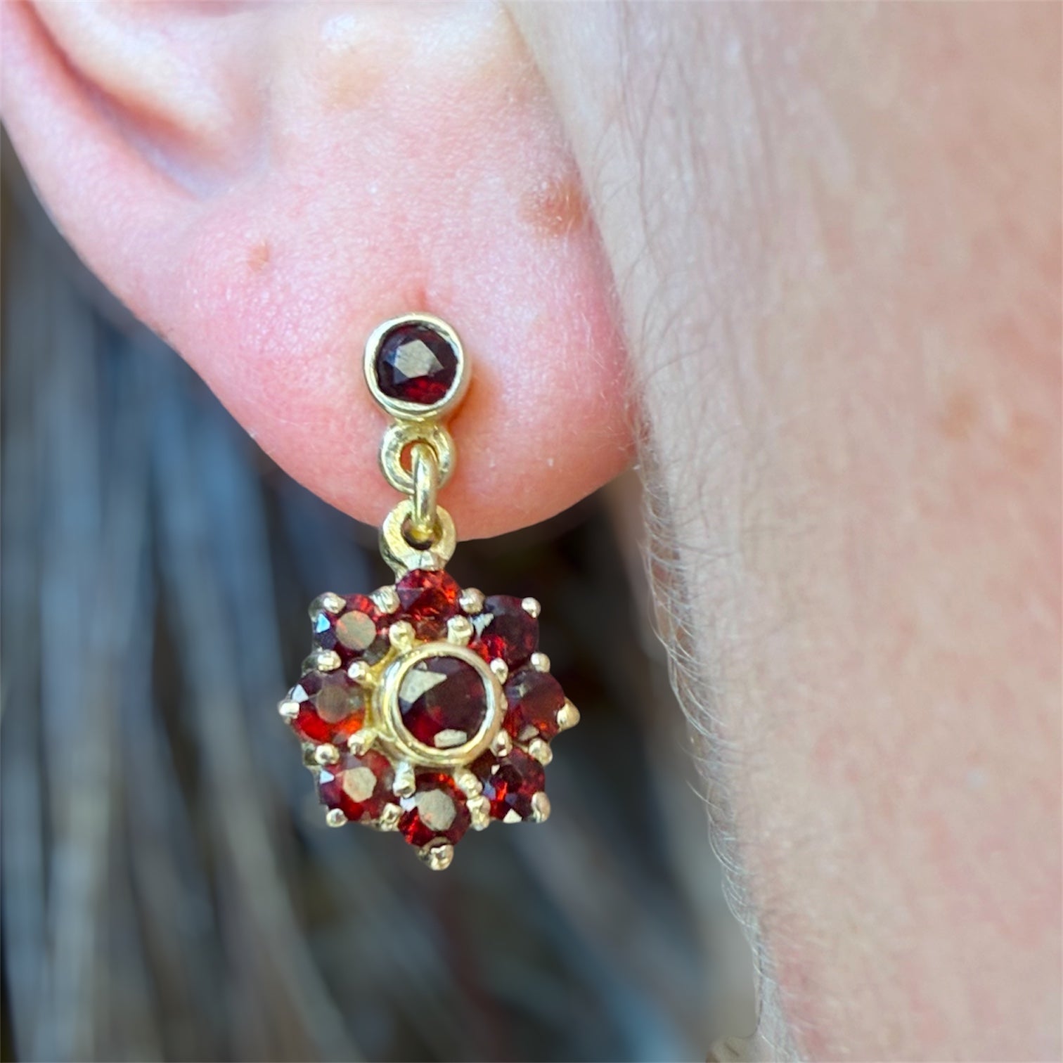 Vintage Garnet Drop Earrings