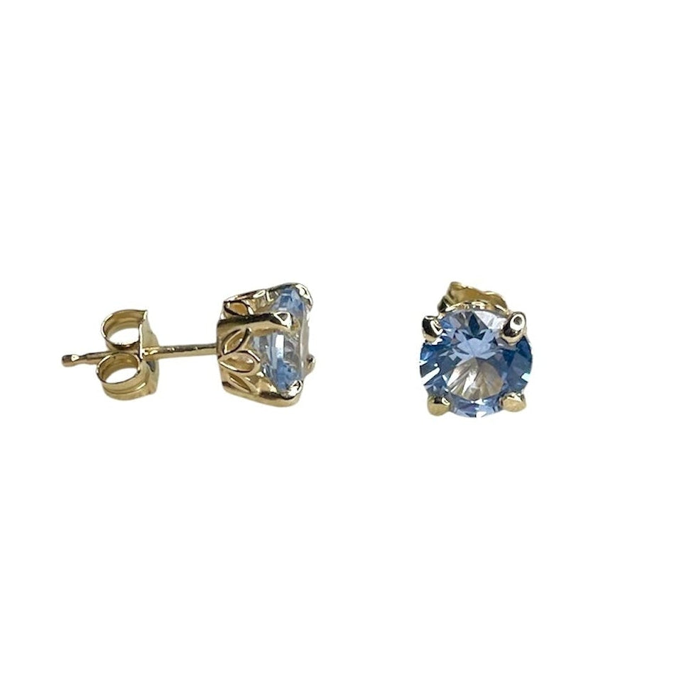 14k Yellow Gold Aquamarine Stud Earrings