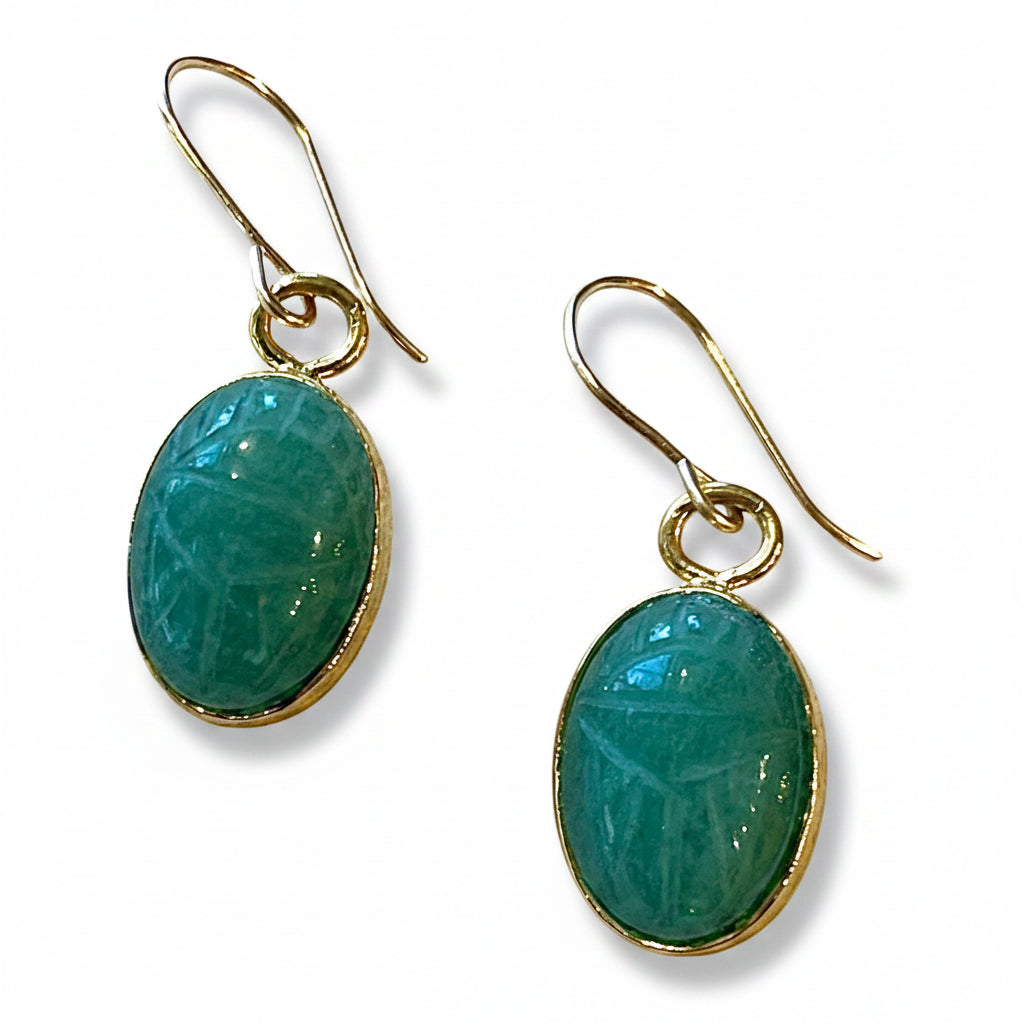 jade scarab earrings with earwires