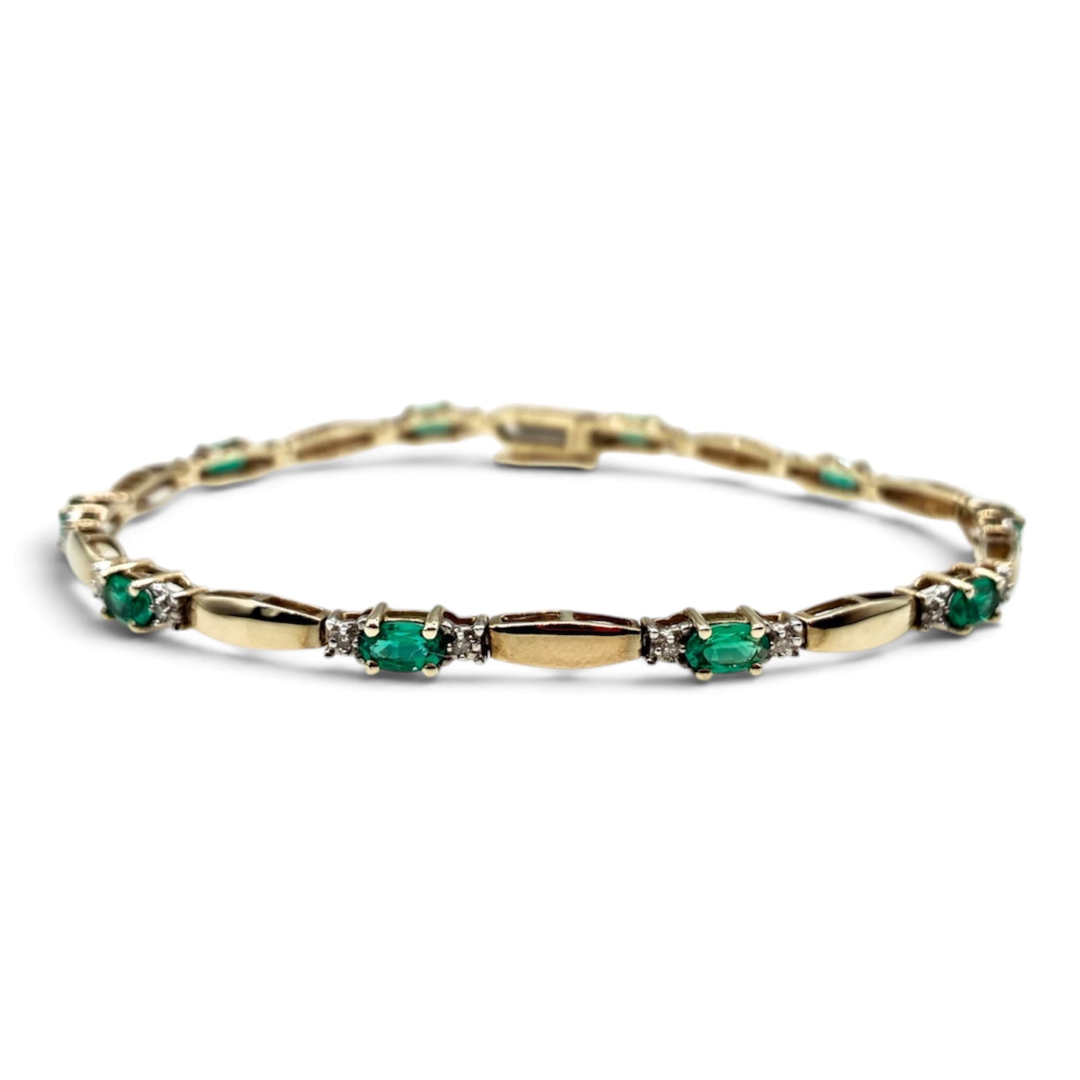 Vintage 10k Emerald and Diamond Bracelet