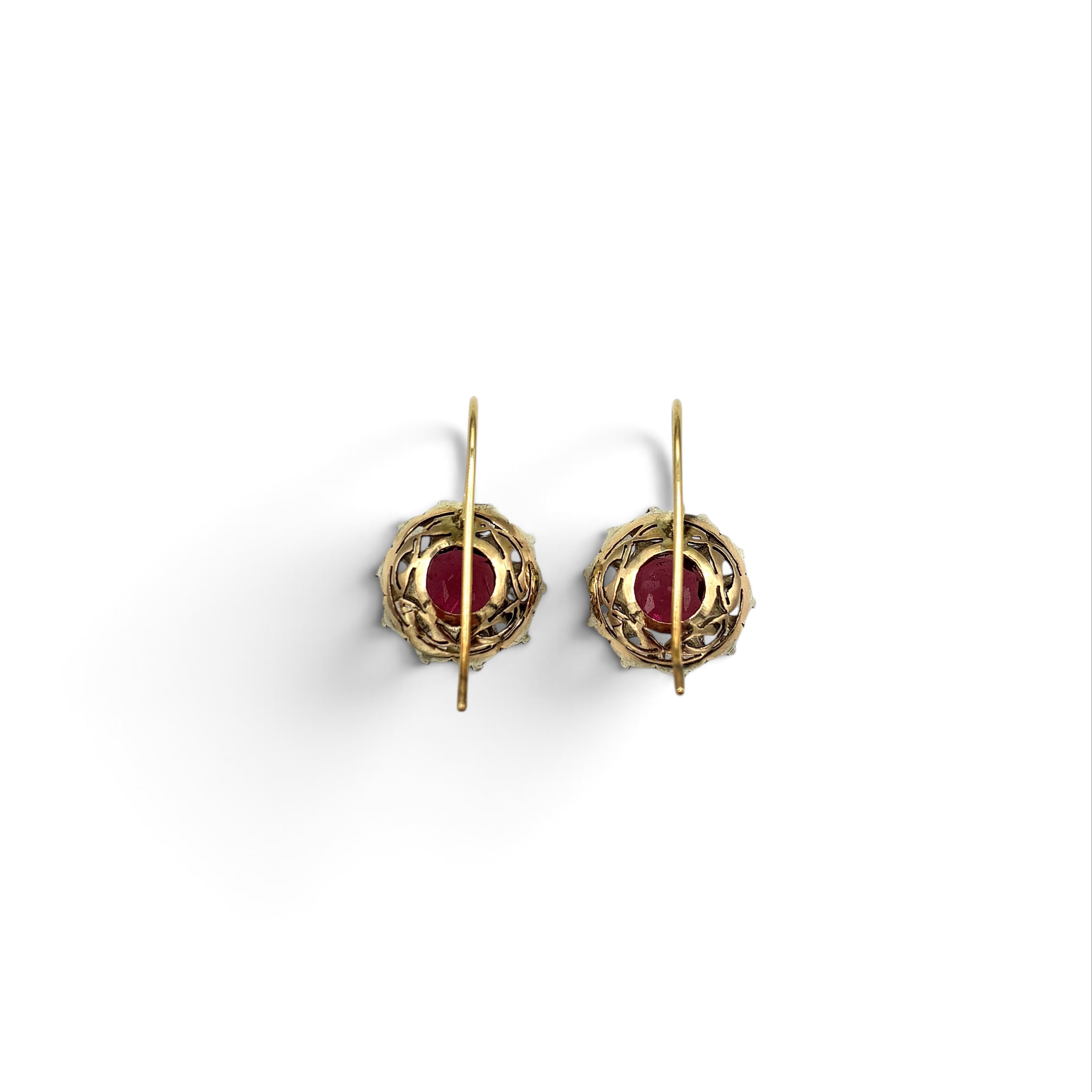 Antique Sapphire and Garnet Flower Earrings