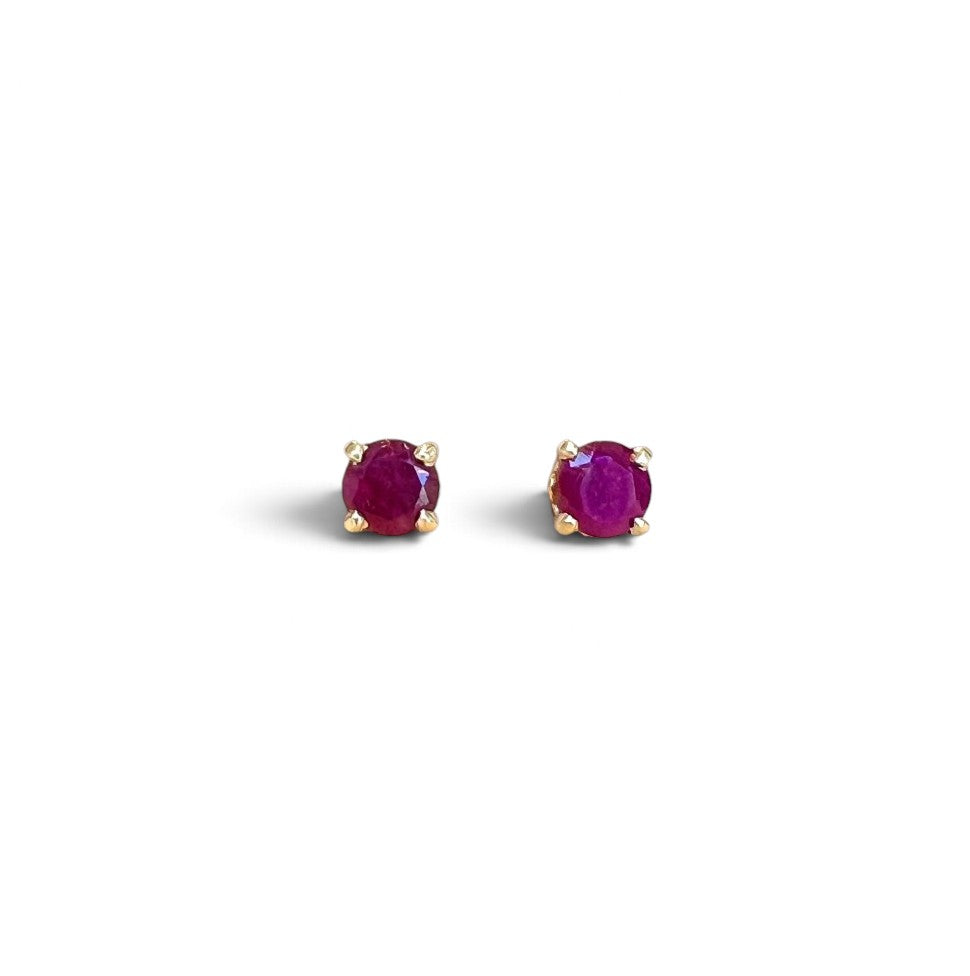 14k Precious Gemstone Stud Earrings