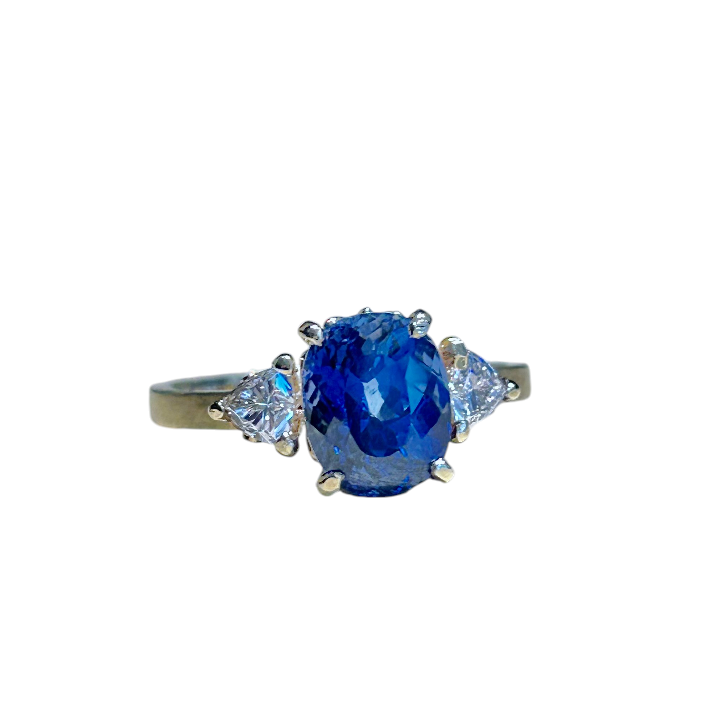 Cushion Sapphire and Diamond Trio Ring