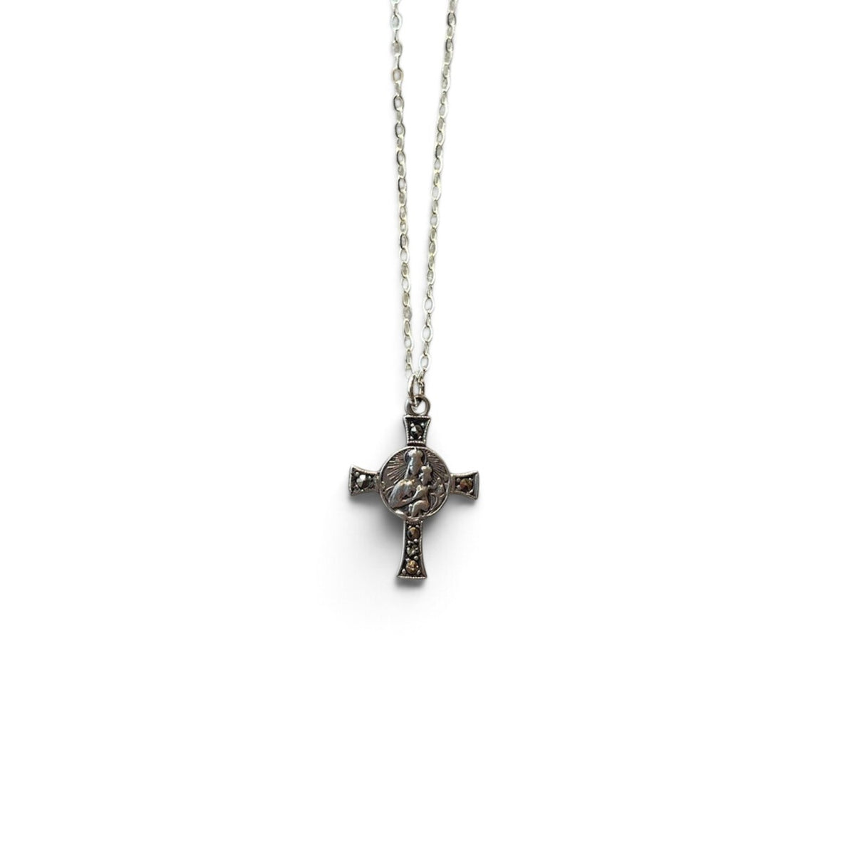 Antique Sterling Silver Cross Necklace