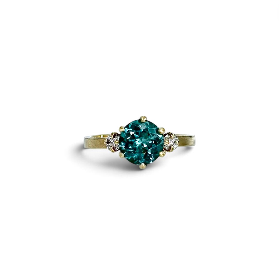 Seafoam Sapphire and Diamond Trio Ring