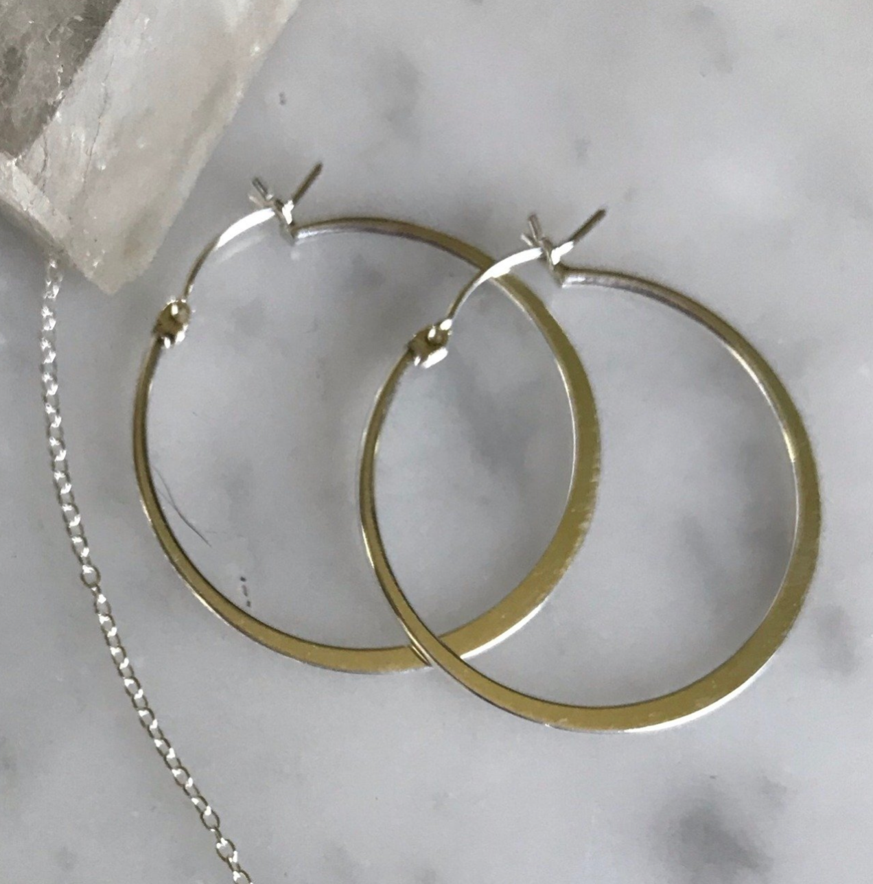 Flat Lever-back Hoop Earrings