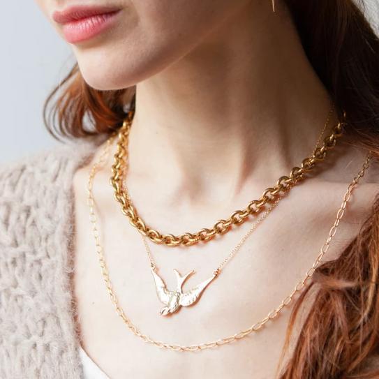 14k Large Swallow Necklace