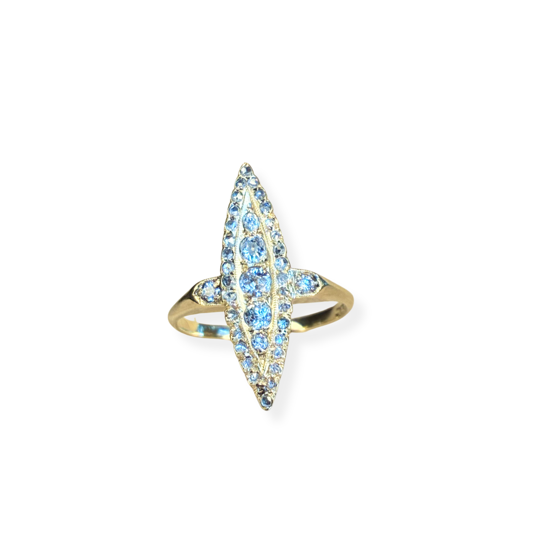 Victorian Navette 14k Diamond Ring