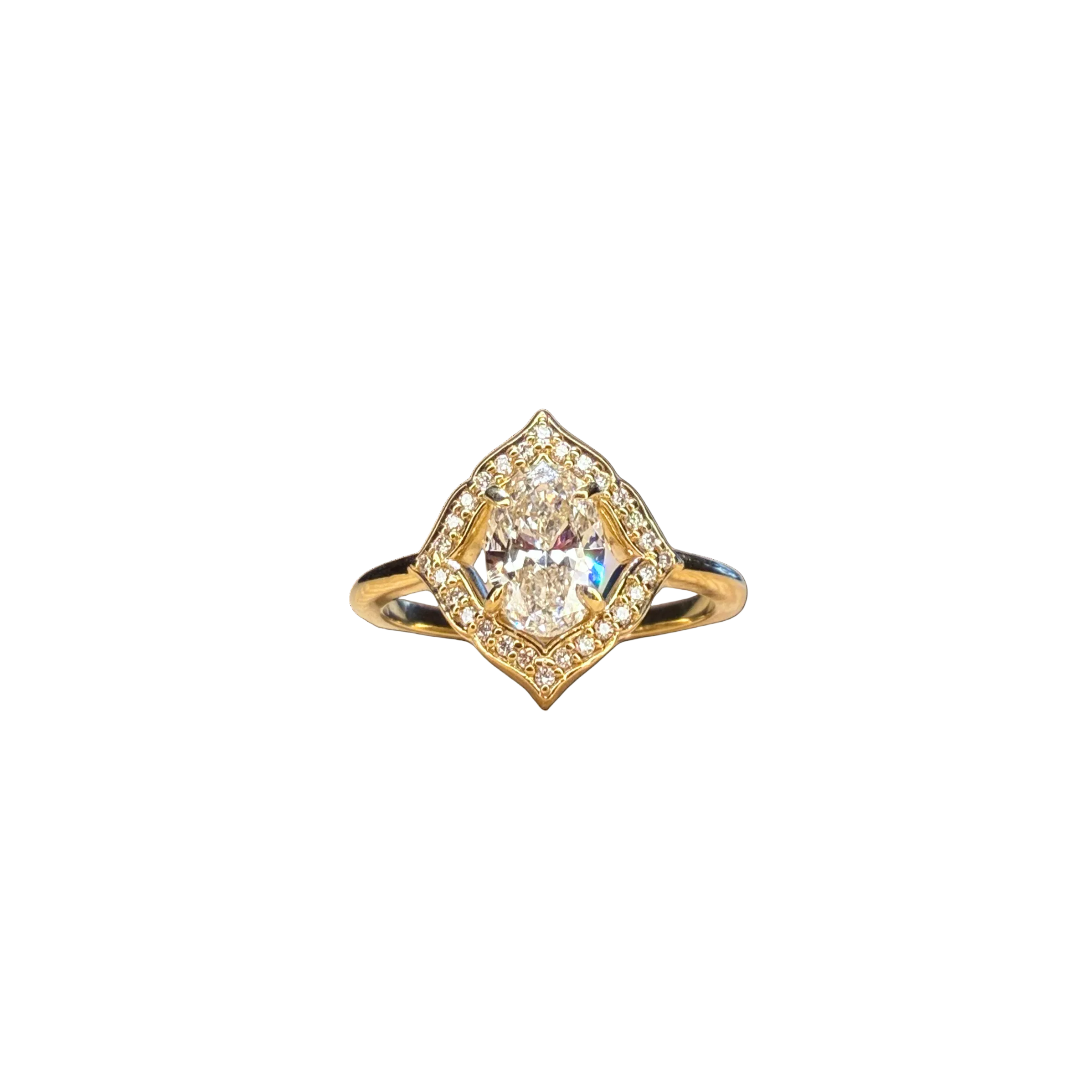 Lotus Halo 1ct Oval Engagement Ring
