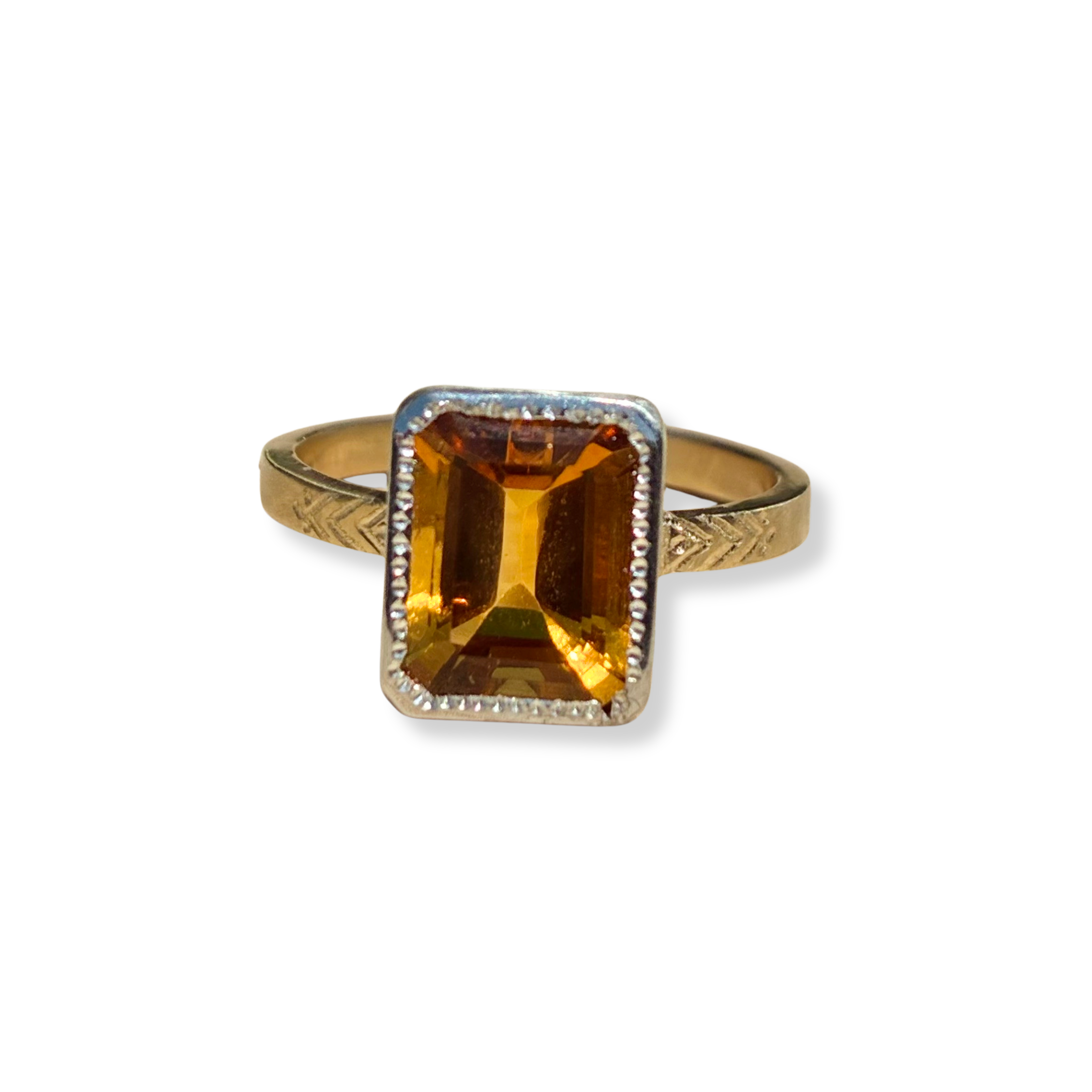 Vintage Citrine Bezel Ring