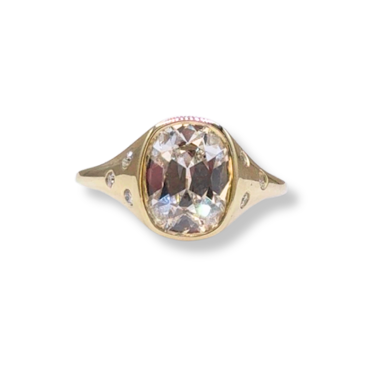 Lab-Created Old Mine Diamond Bezel Ring