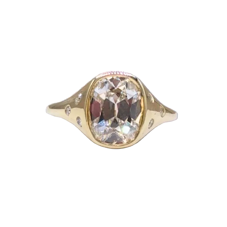 Bezel Elongated Cushion Lab Engagement Ring