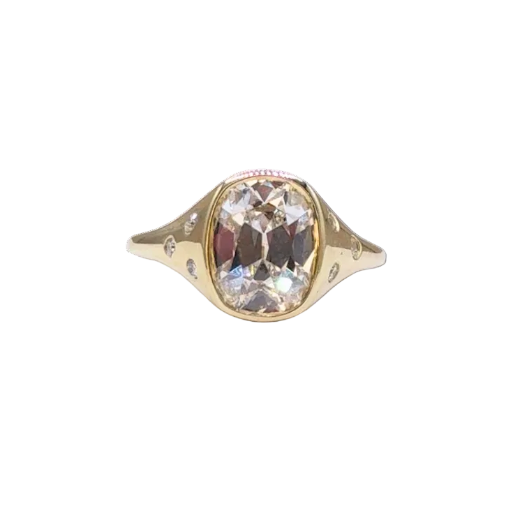 Bezel Elongated Cushion Lab Engagement Ring