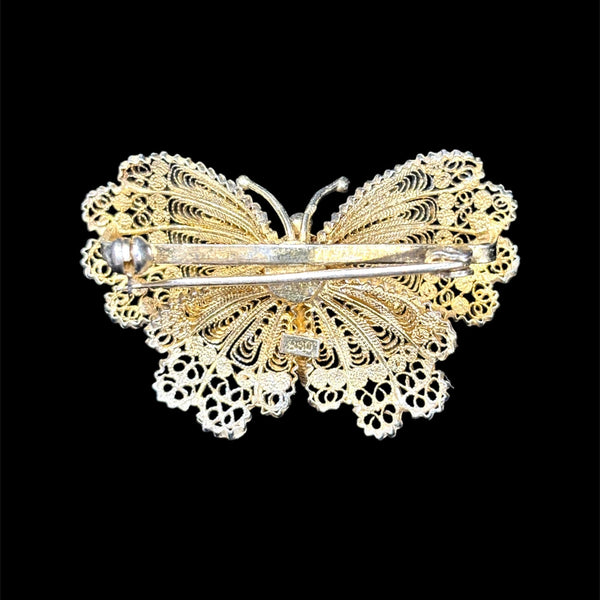 Antique Cannetille Butterfly Brooch