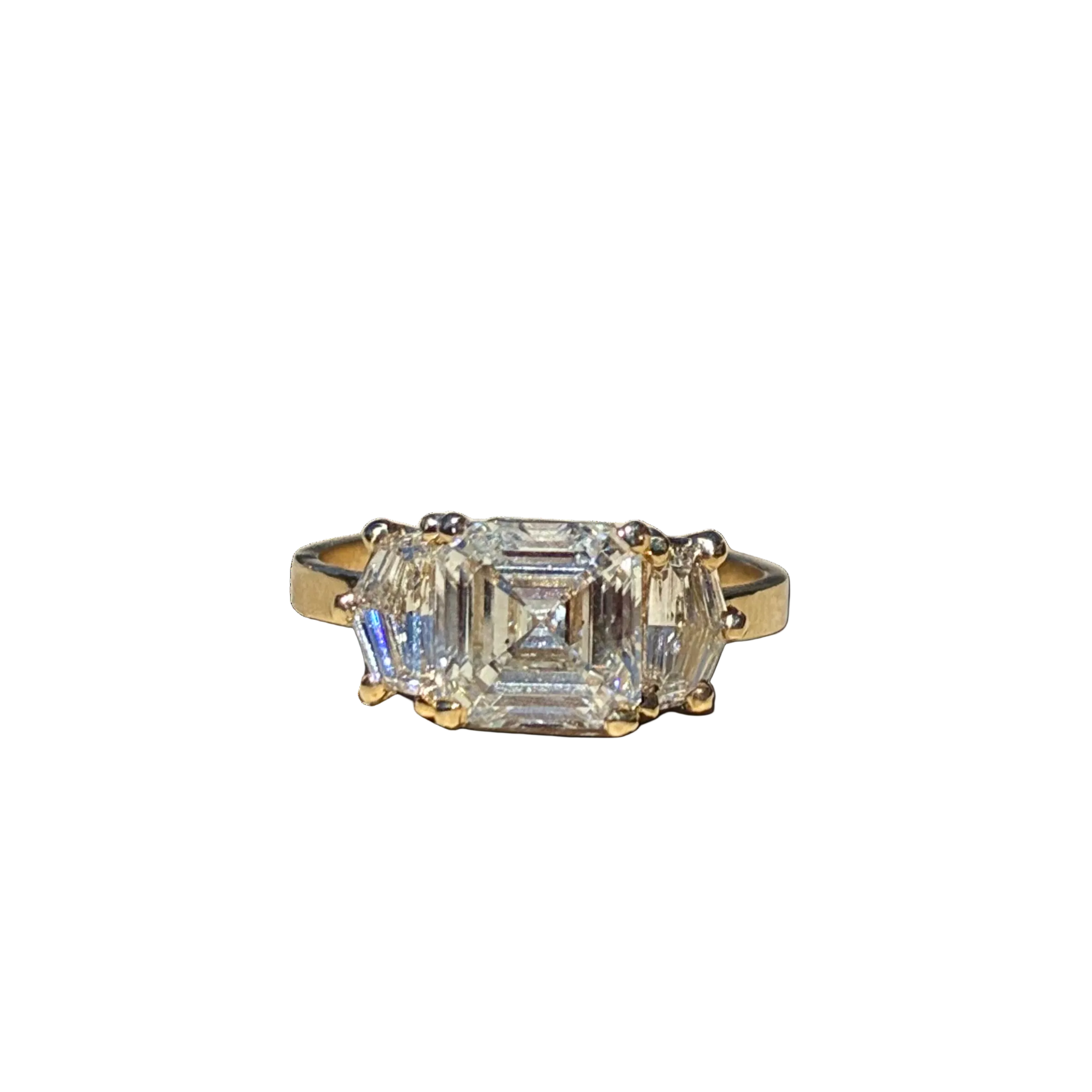 Asscher and Cadillac Trio Engagement Ring