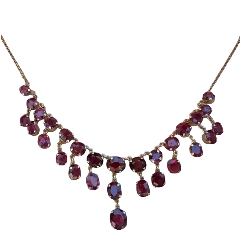 Vintage Garnet Statement Necklace