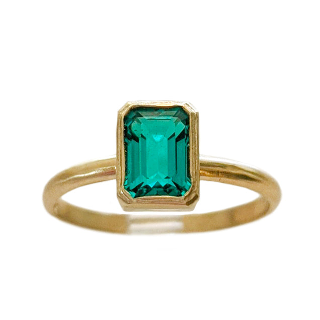 14k gold bezel, handmade bezel, handmade ring, emerald gemstone, emerald cut emerald, natural emerald, emerald gemstone ring, emerald bezel ring, clean girl aesthetic, timeless jewelry, bezel ring, modern design, vintage inspired, handmade 14k gold ring, custom design jewelry