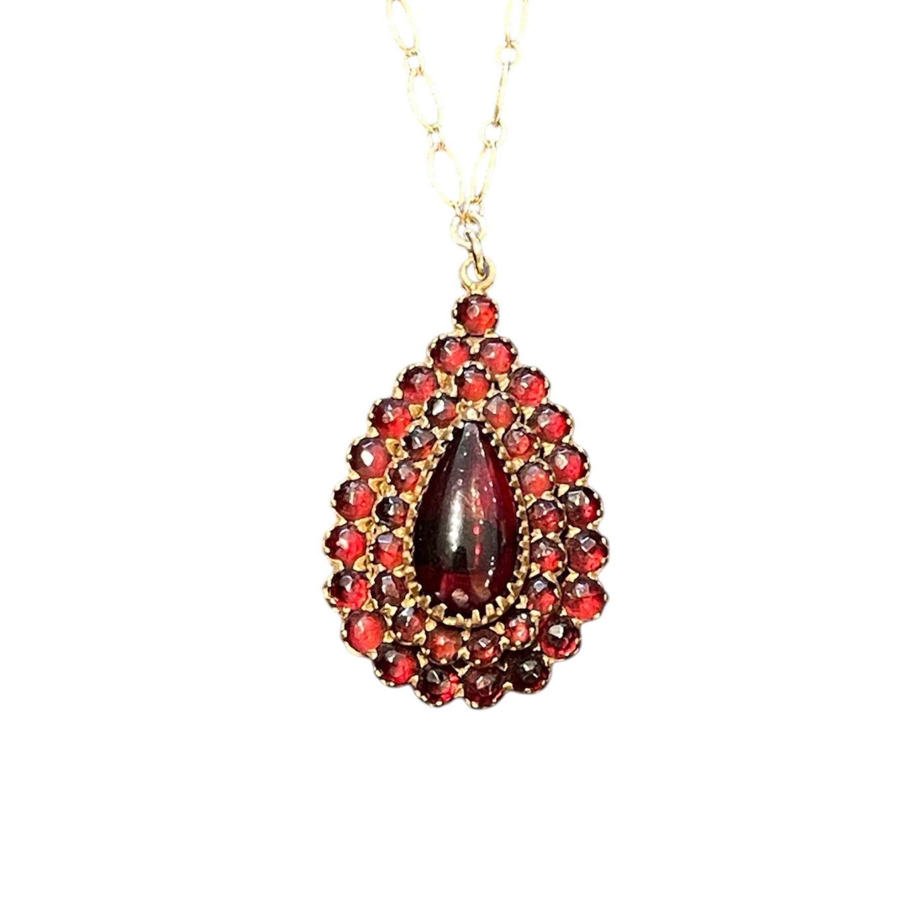 40% Off! Victorian Bohemian Garnet Pear Pendant Necklace