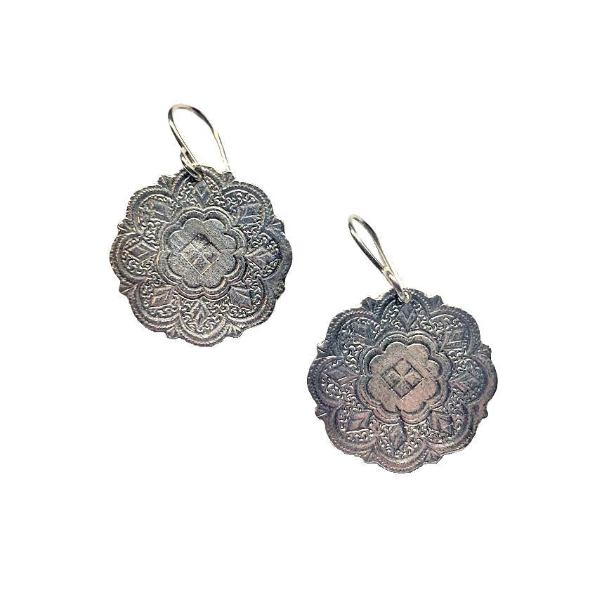 Rebekah Brooks jewelry, jewelry, earrings, romani coin earring, vintage inspired earrings, gypsy inspired earrings, coin earrings, sterling silver, silver earrings, vintage jewelry, vintage and antique, antique jewelry, antique inspired jewelry, ancient jewelry, ancient inspired, handmade earrings