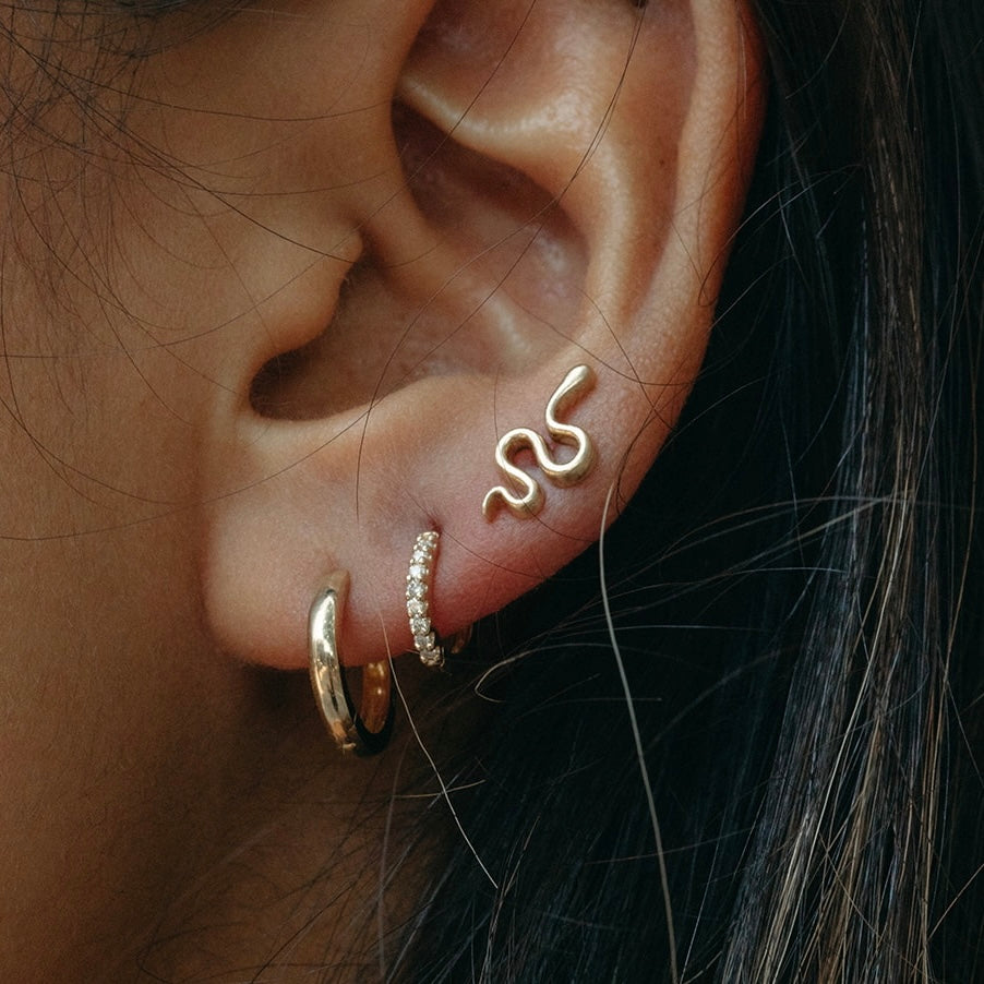 14k Tiny Snake Stud Earrings