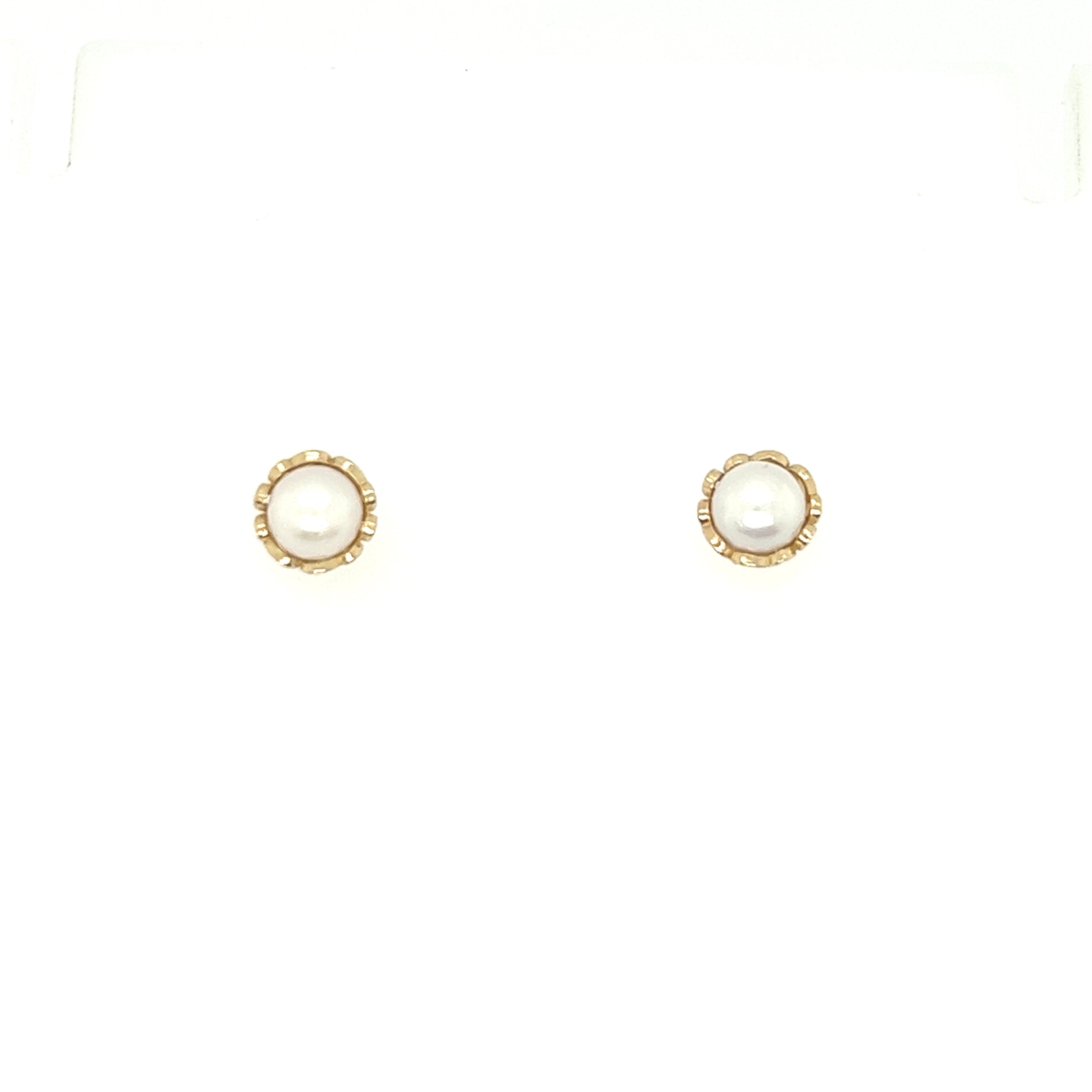 14k Pearl Scroll Stud Earrings