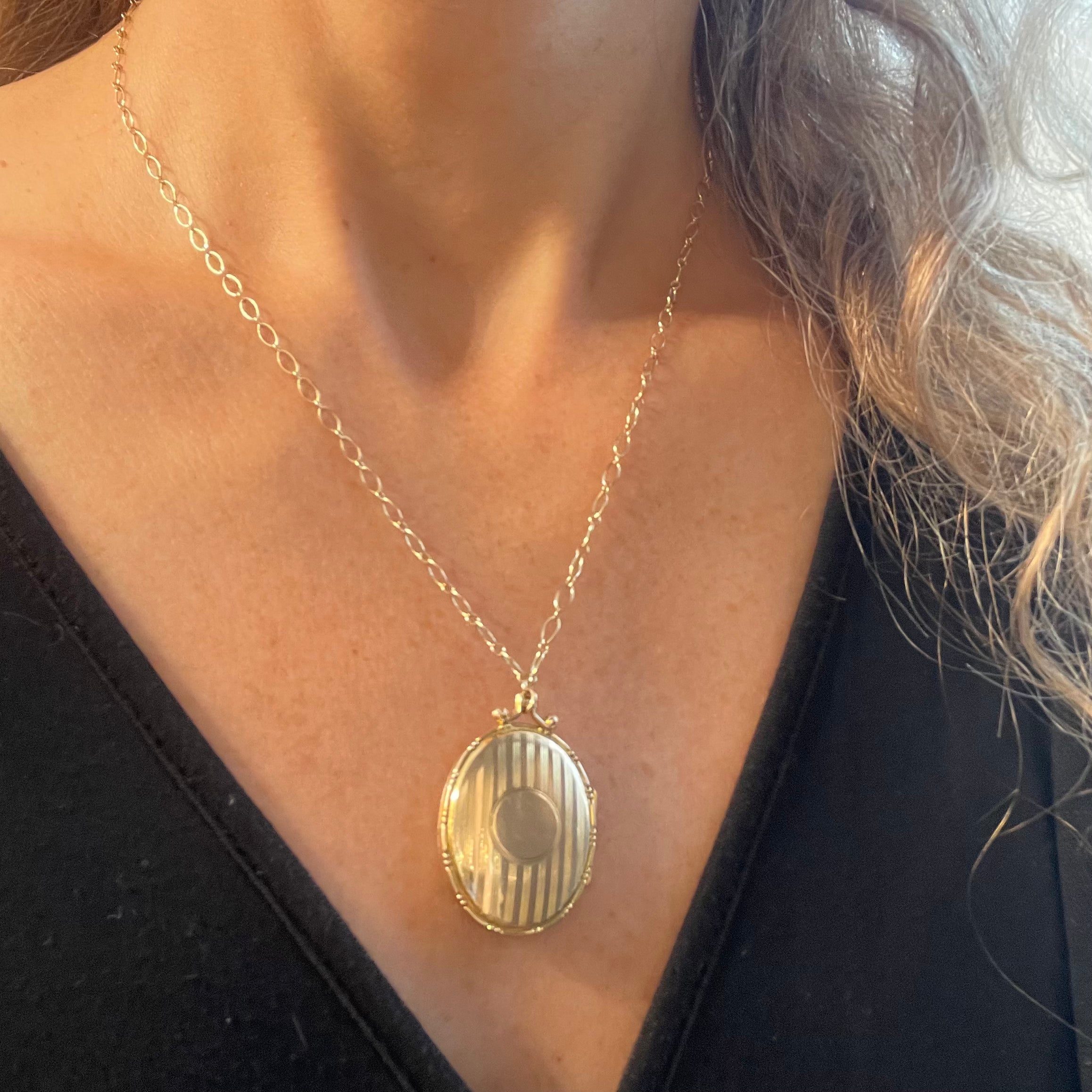 Rebekah Brooks Jewelry, locket, antique locket, gold locket, oval locket, yellow gold locket, locket necklace, locket pendant, necklace, pendant necklace, antique necklace, antique locket necklace, northampton