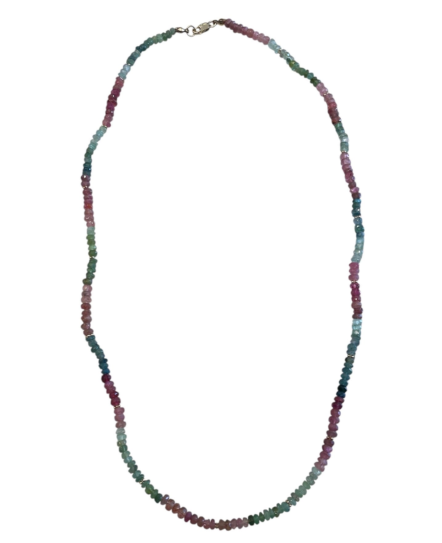 Straight Beaded Necklace w. Precious Stones