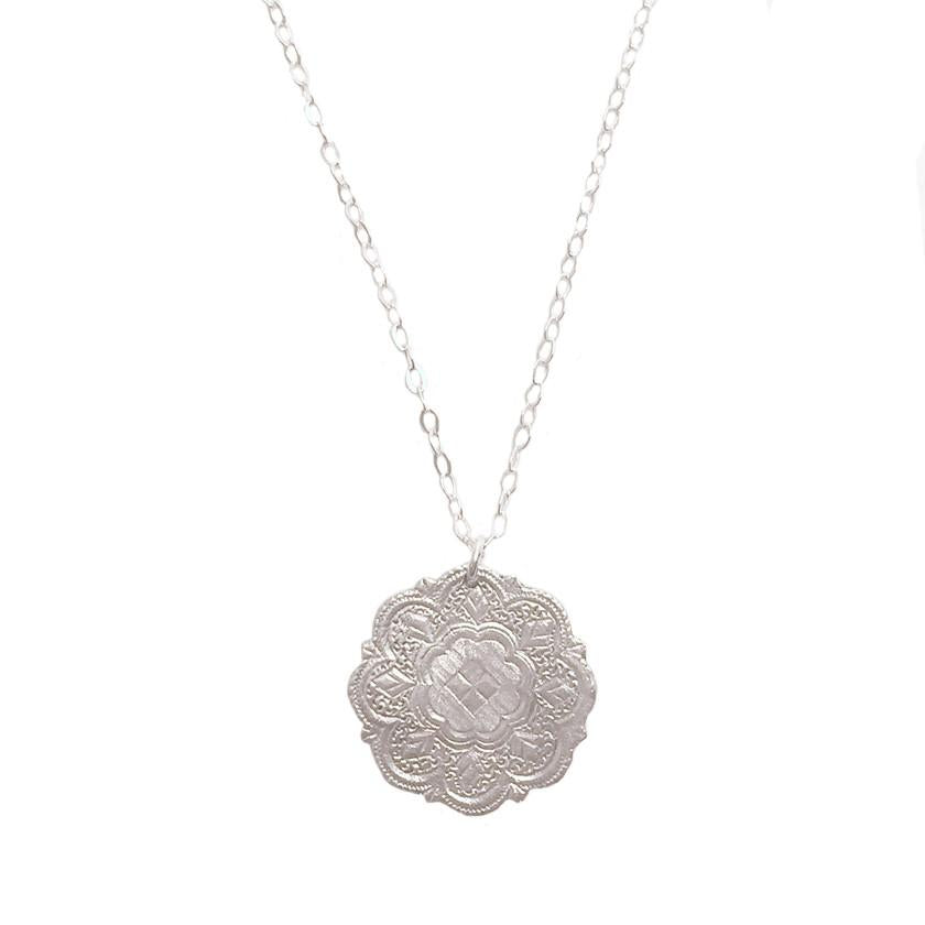 romani coin, antique inspired coin, gypsy jewelry, silver pendant, vintage inspired, romani necklace, handmade jewelry, jewelry near me