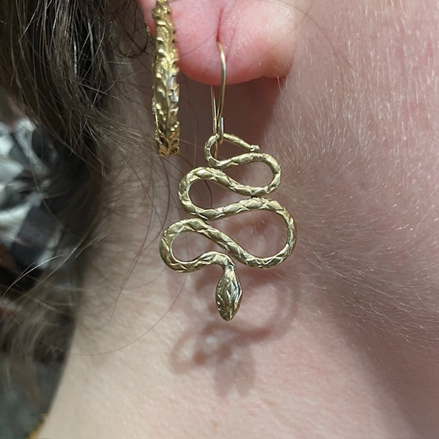Jewelry, Rebekah Brooks, Snake Jewelry, Snake Earrings, Earrings, Gold Earrings, Gold Vermeil Earrings, Sterling Silver, Sterling Silver Earrings, Snake, Nature, Nature Jewelry, Nature Inspired Jewelry