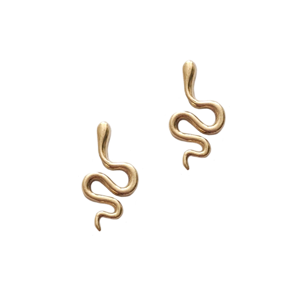 14k Tiny Snake Stud Earrings