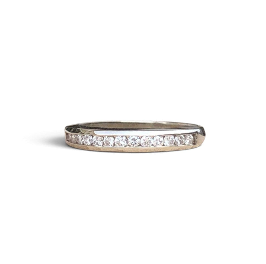 Vintage 14k White Gold Channel Set Diamond Ring