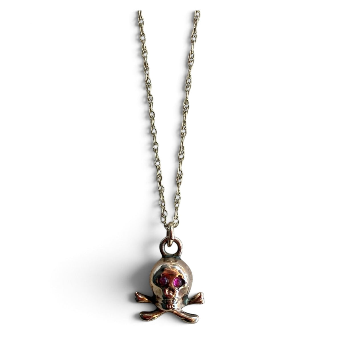 Very Rare Victorian 14k Skull with Ruby Eyes