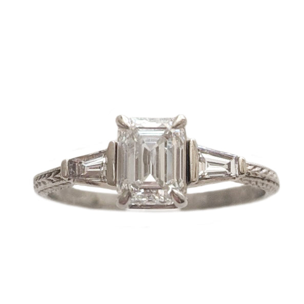 The Wheat Engagement Ring w. Emerald-cut Diamond