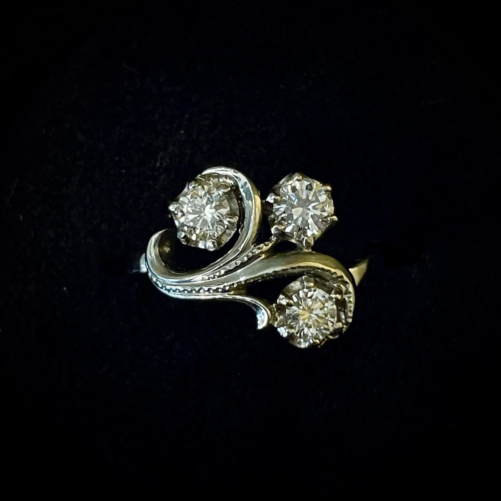 Antique Asymmetrical Floral Diamond Ring
