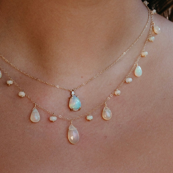 14k Briolette Drop Necklace