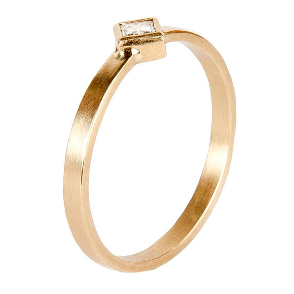The Petite Bezel Solitaire Engagement Ring w. Princess-cut Diamond