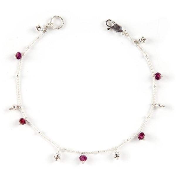 Simple Chain Bracelet w. Gemstones