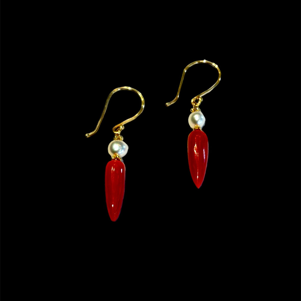 Antique 14k Coral and Pearl Earrings