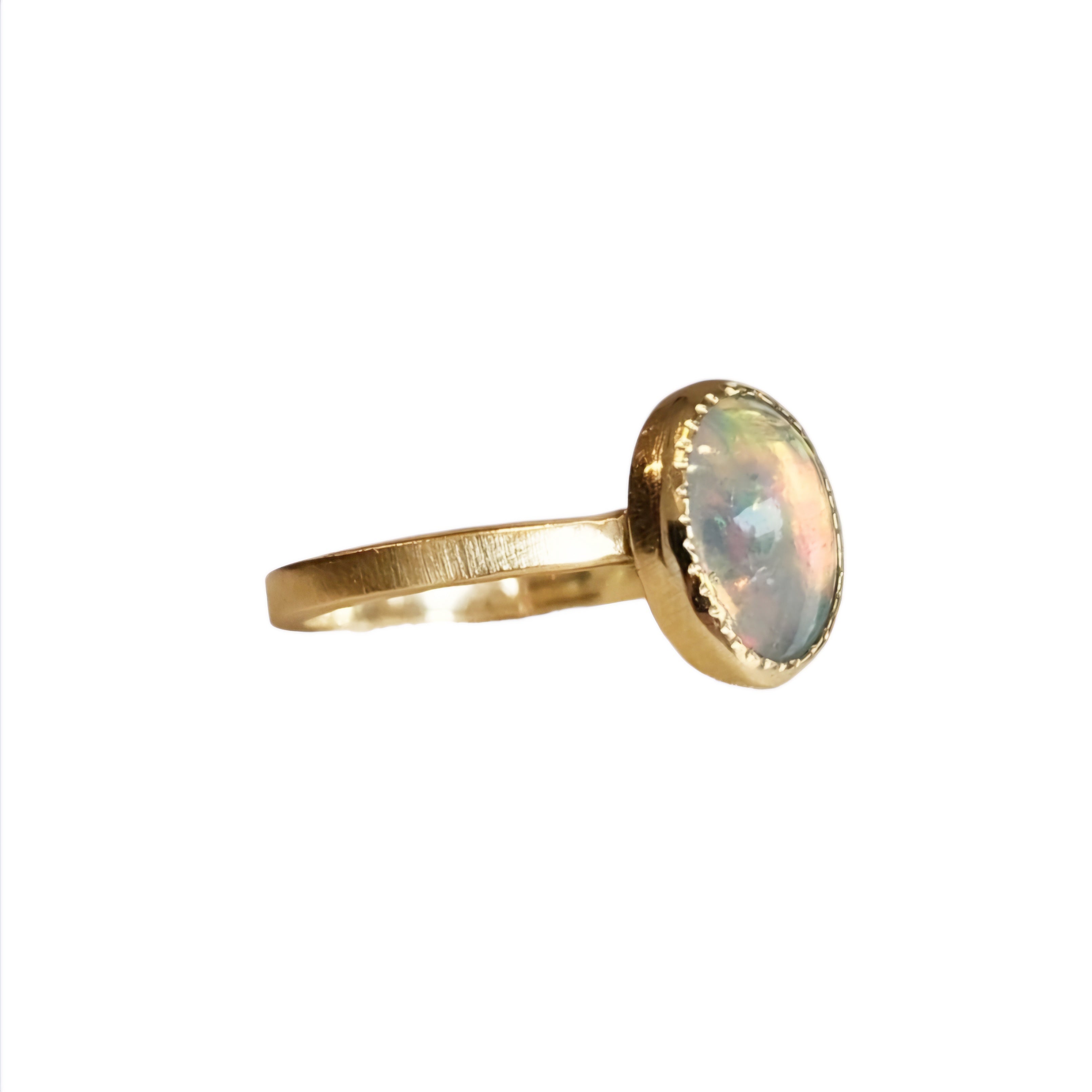 Opal Milgrain Bezel Ring