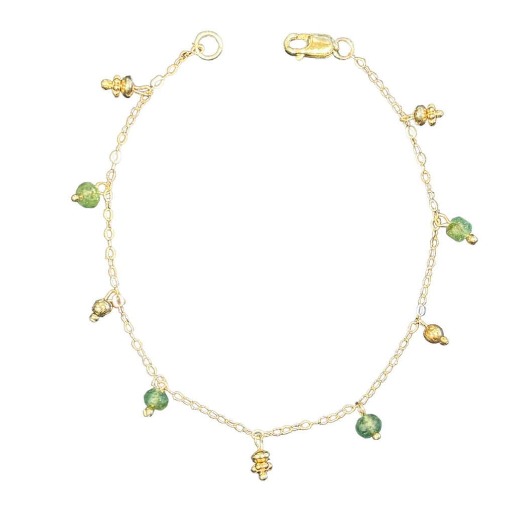 14k Simple Chain Bracelet w. Gemstones