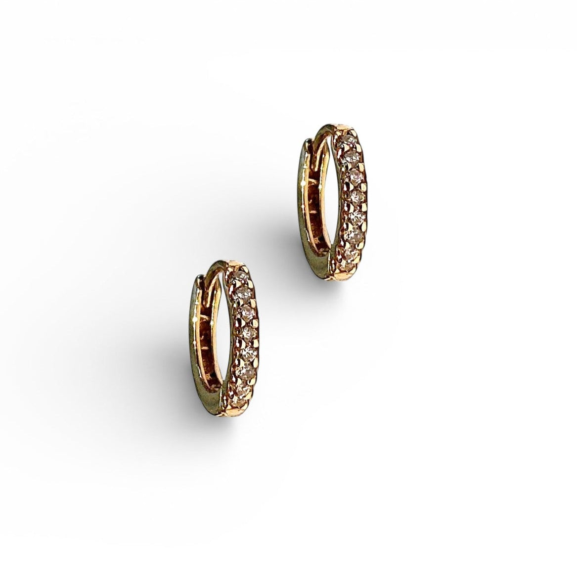 14k Diamond Huggie Hoop Earrings