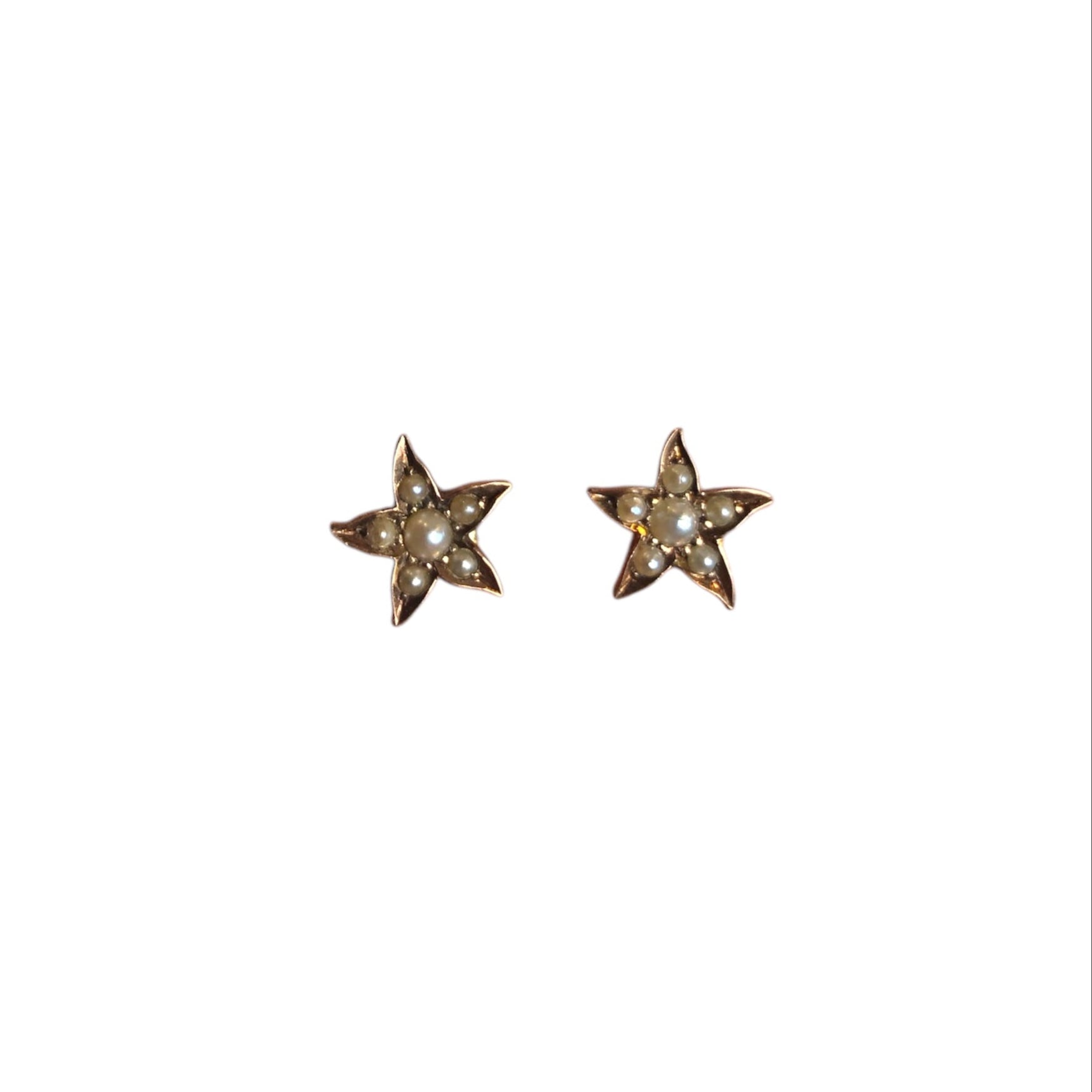 Victorian 14k Star Pearl Studs
