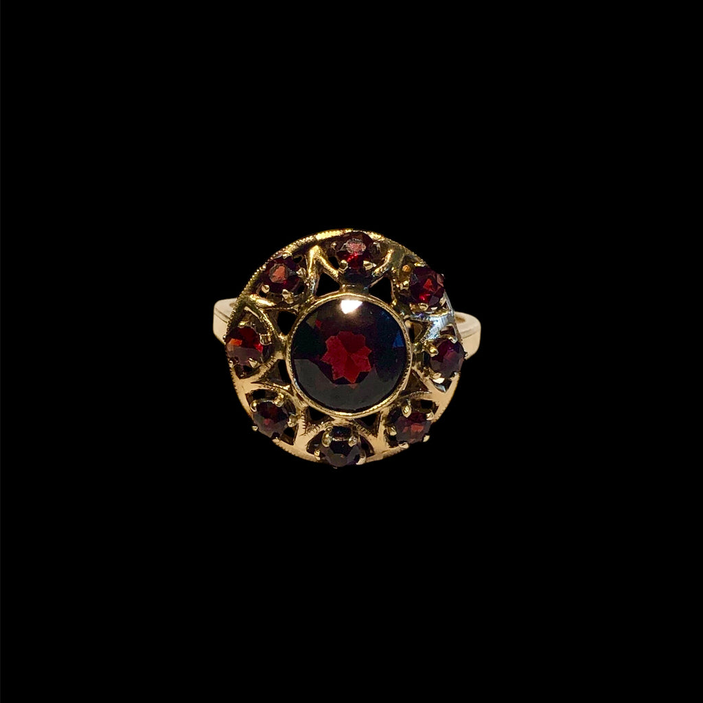 Vintage 14k Garnet Cluster Ring