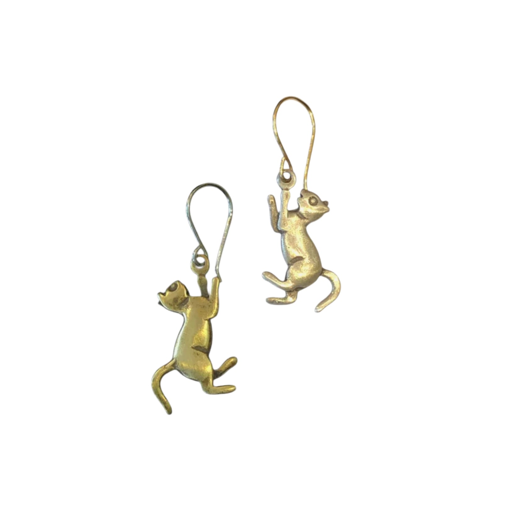 Vintage Mixed Metal Cat Earrings