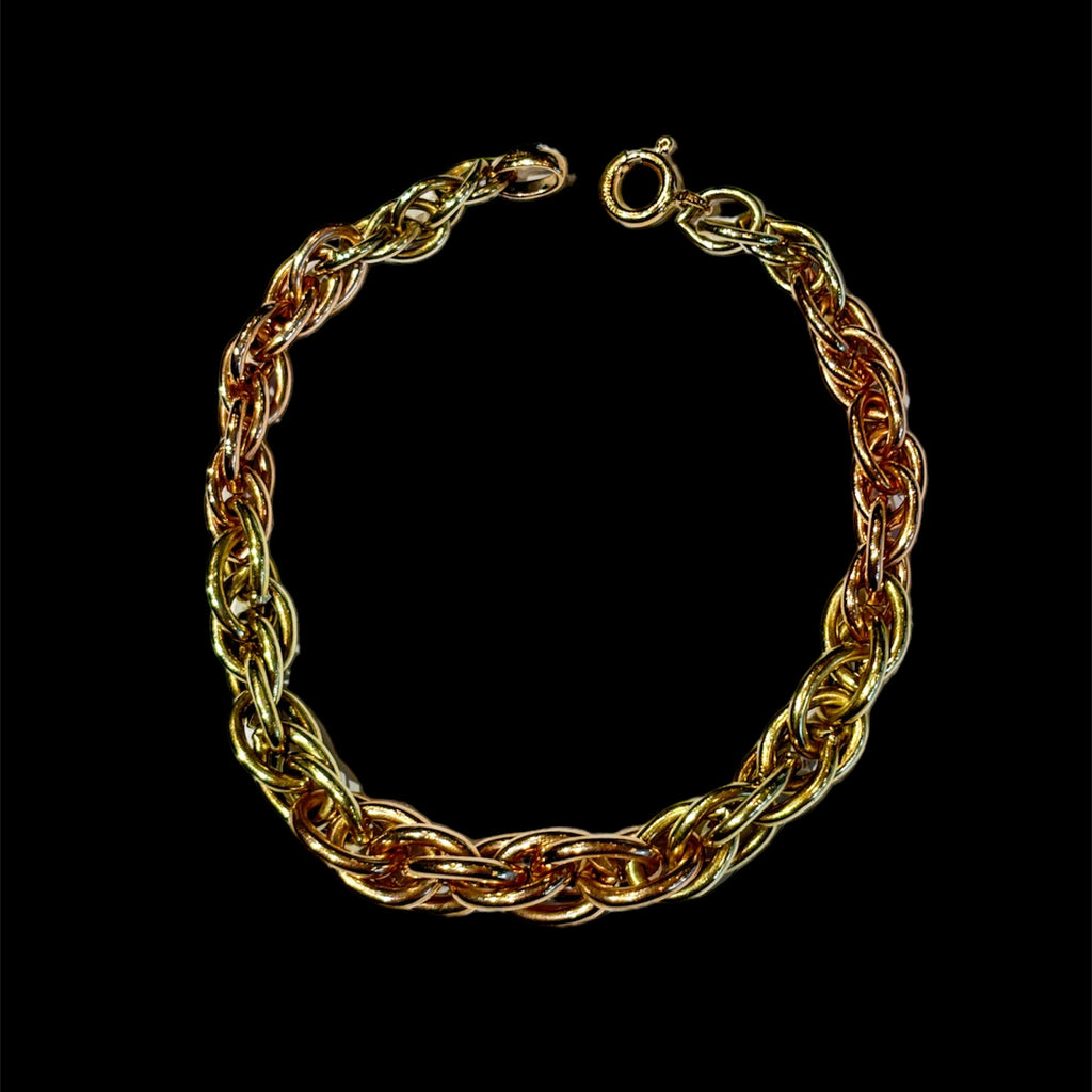 Vintage Yellow and Rose Gold Link Bracelet