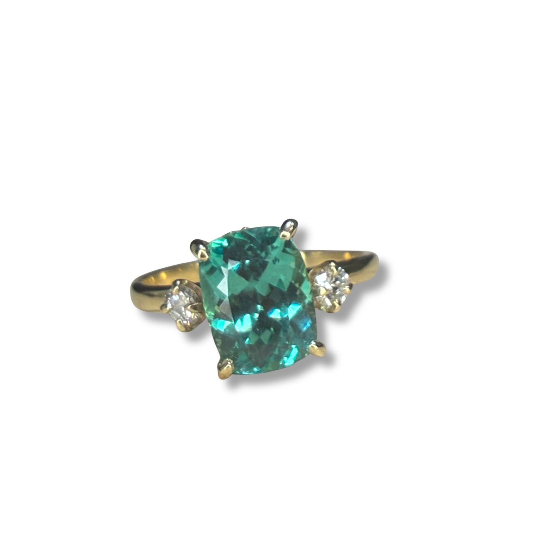 14k Yellow Gold Cushion Parti Sapphire Trio