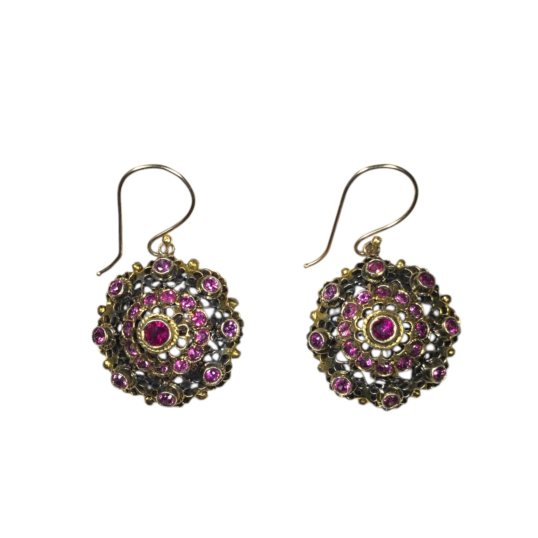 Incredible Victorian Garnet Filigree Earrings